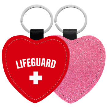 Lifeguard, Μπρελόκ PU δερμάτινο glitter καρδιά ΡΟΖ