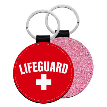Lifeguard, Μπρελόκ Δερματίνη, στρογγυλό ΡΟΖ (5cm)