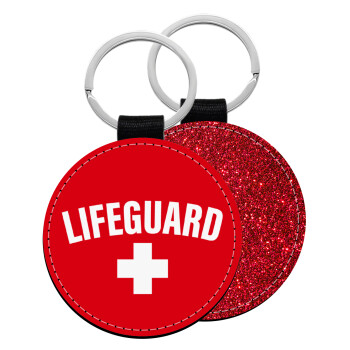 Lifeguard, Μπρελόκ Δερματίνη, στρογγυλό ΚΟΚΚΙΝΟ (5cm)