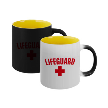 Lifeguard, Κούπα Μαγική εσωτερικό κίτρινη, κεραμική 330ml που αλλάζει χρώμα με το ζεστό ρόφημα (1 τεμάχιο)