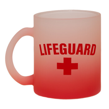 Lifeguard, Κούπα γυάλινη δίχρωμη με βάση το κόκκινο ματ, 330ml