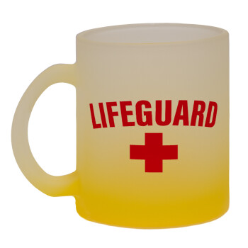 Lifeguard, Κούπα γυάλινη δίχρωμη με βάση το κίτρινο ματ, 330ml