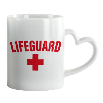 Lifeguard, Mug heart handle, ceramic, 330ml