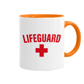 Lifeguard, Mug colored orange, ceramic, 330ml