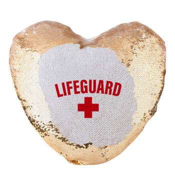 Lifeguard, Μαξιλάρι καναπέ καρδιά Μαγικό Χρυσό με πούλιες 40x40cm περιέχεται το  γέμισμα