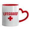 Mug heart red handle, ceramic, 330ml