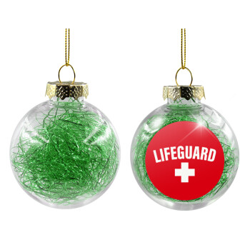 Lifeguard, Χριστουγεννιάτικη μπάλα δένδρου διάφανη με πράσινο γέμισμα 8cm