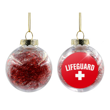 Lifeguard, Χριστουγεννιάτικη μπάλα δένδρου διάφανη με κόκκινο γέμισμα 8cm