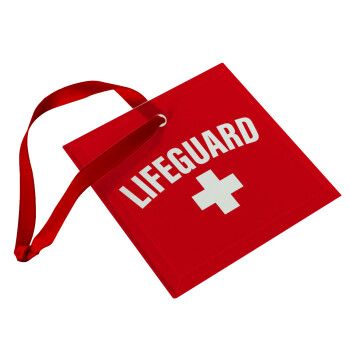 Lifeguard, Χριστουγεννιάτικο στολίδι γυάλινο τετράγωνο 9x9cm