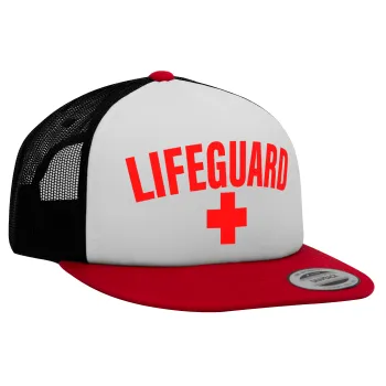 Lifeguard, Καπέλο Ενηλίκων Foam Flat Snapback με Δίχτυ Κόκκινο-Λευκό-Μαύρο (POLYESTER, ΕΝΗΛΙΚΩΝ, UNISEX, ONE SIZE)