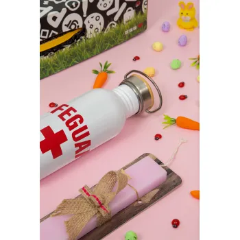 Lifeguard, Πασχαλινή Λαμπάδα με παγούρι μεταλλικό (620ml, stainless steel) & κερί αρωματικό πλακέ (30cm) (ΡΟΖ)