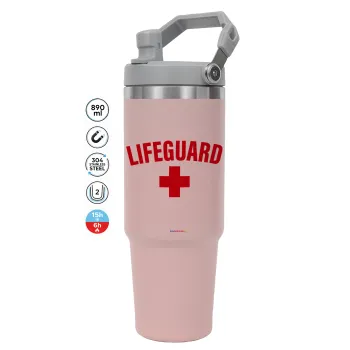 Lifeguard, Pink color, 890ml (30oz) stainless Steel Tumbler with Handle
