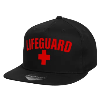 Lifeguard, Καπέλο παιδικό Flat Snapback, Μαύρο (100% ΒΑΜΒΑΚΕΡΟ, ΠΑΙΔΙΚΟ, UNISEX, ONE SIZE)