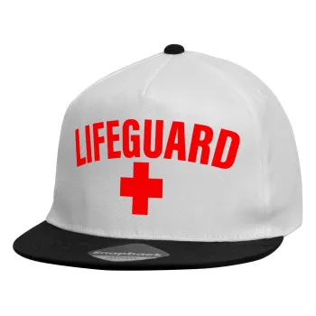 Lifeguard, Καπέλο παιδικό Flat Snapback, Λευκό (100% ΒΑΜΒΑΚΕΡΟ, ΠΑΙΔΙΚΟ, UNISEX, ONE SIZE)