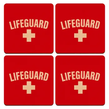 Lifeguard, ΣΕΤ x4 Σουβέρ ξύλινα τετράγωνα plywood (9cm)