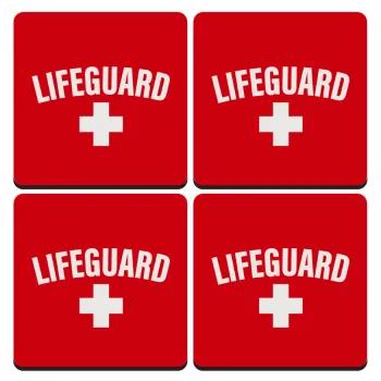 Lifeguard, ΣΕΤ 4 Σουβέρ ξύλινα τετράγωνα (9cm)