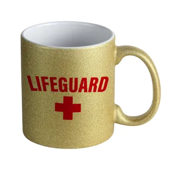 Lifeguard, Κούπα Χρυσή Glitter που γυαλίζει, κεραμική, 330ml