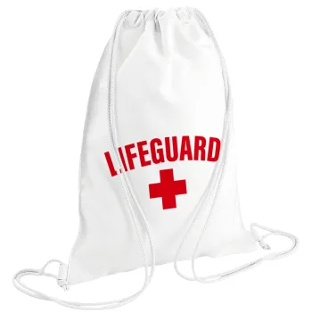Lifeguard, Τσάντα πλάτης πουγκί GYMBAG λευκή (28x40cm)