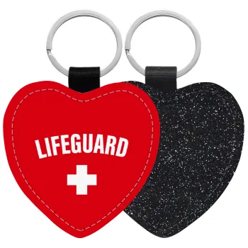 Lifeguard, Μπρελόκ PU δερμάτινο glitter καρδιά ΜΑΥΡΟ