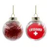 Transparent Christmas tree ball ornament with red filling 8cm