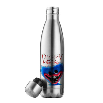 Poppy Playtime Huggy wuggy, Μεταλλικό παγούρι θερμός Inox (Stainless steel), διπλού τοιχώματος, 500ml