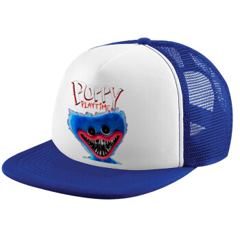 Poppy Playtime Huggy wuggy, Καπέλο Soft Trucker με Δίχτυ Blue/White 