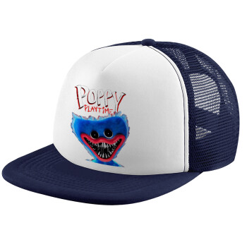 Poppy Playtime Huggy wuggy, Καπέλο Soft Trucker με Δίχτυ Dark Blue/White 