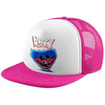 Poppy Playtime Huggy wuggy, Καπέλο Soft Trucker με Δίχτυ Pink/White 