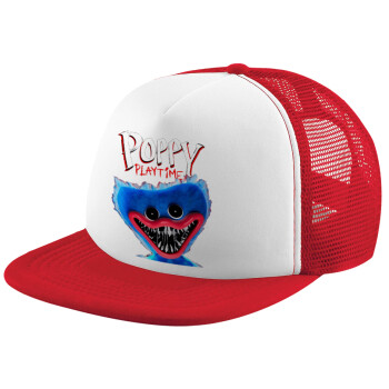 Poppy Playtime Huggy wuggy, Καπέλο Soft Trucker με Δίχτυ Red/White 