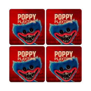 Poppy Playtime Huggy wuggy, ΣΕΤ x4 Σουβέρ ξύλινα τετράγωνα plywood (9cm)