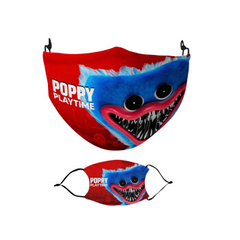 Poppy Playtime Huggy wuggy, Μάσκα υφασμάτινη Ενηλίκων πολλαπλών στρώσεων με υποδοχή φίλτρου