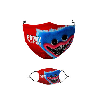 Poppy Playtime Huggy wuggy, Μάσκα υφασμάτινη παιδική πολλαπλών στρώσεων με υποδοχή φίλτρου