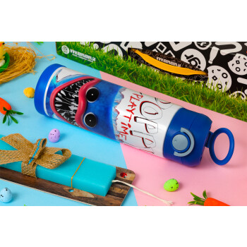 Poppy Playtime Huggy wuggy, Easter candle, Childrens hot water bottle, stainless steel, with safety straw, BLUE (500ml)