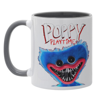 Poppy Playtime Huggy wuggy, Κούπα χρωματιστή γκρι, κεραμική, 330ml