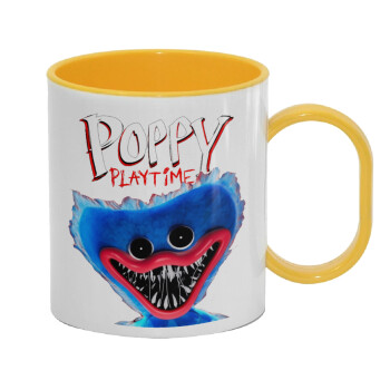 Poppy Playtime Huggy wuggy, Κούπα (πλαστική) (BPA-FREE) Polymer Κίτρινη για παιδιά, 330ml