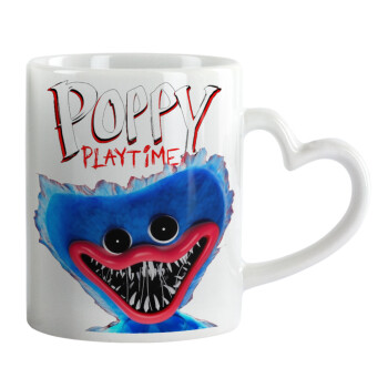 Poppy Playtime Huggy wuggy, Mug heart handle, ceramic, 330ml