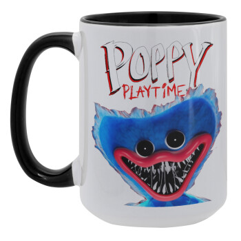Poppy Playtime Huggy wuggy, Κούπα Mega 15oz, κεραμική Μαύρη, 450ml
