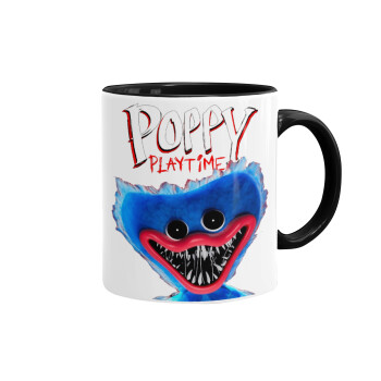 Poppy Playtime Huggy wuggy, Κούπα χρωματιστή μαύρη, κεραμική, 330ml