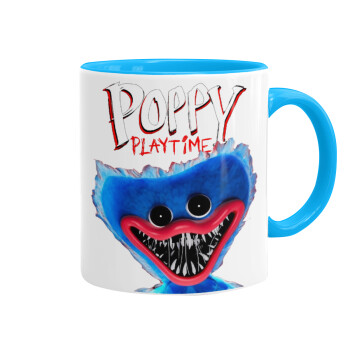 Poppy Playtime Huggy wuggy, Κούπα χρωματιστή γαλάζια, κεραμική, 330ml