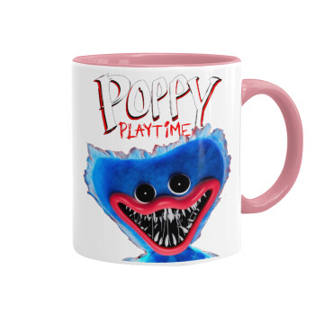 Poppy Playtime Huggy wuggy, Κούπα χρωματιστή ροζ, κεραμική, 330ml