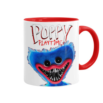 Poppy Playtime Huggy wuggy, Κούπα χρωματιστή κόκκινη, κεραμική, 330ml