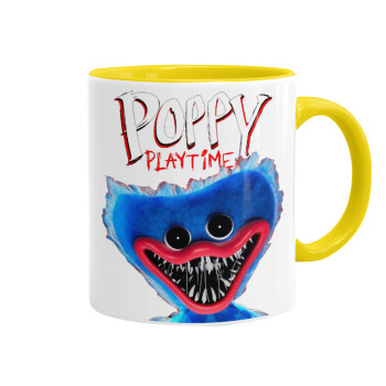 Poppy Playtime Huggy wuggy, Κούπα χρωματιστή κίτρινη, κεραμική, 330ml