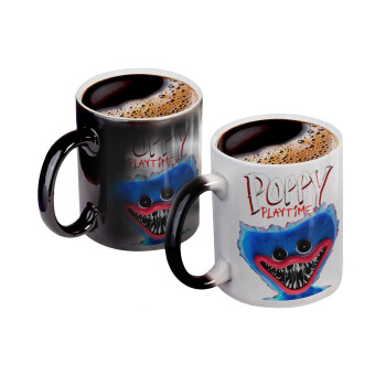 Poppy Playtime Huggy wuggy, Color changing magic Mug, ceramic, 330ml when adding hot liquid inside, the black colour desappears (1 pcs)
