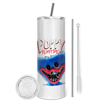 Poppy Playtime Huggy wuggy, Eco friendly stainless steel tumbler 600ml, with metal straw & cleaning brush