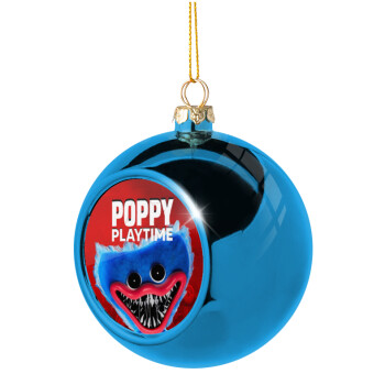 Poppy Playtime Huggy wuggy, Χριστουγεννιάτικη μπάλα δένδρου Μπλε 8cm