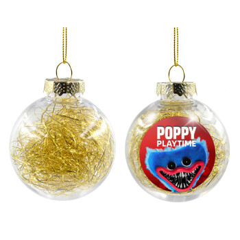 Poppy Playtime Huggy wuggy, Χριστουγεννιάτικη μπάλα δένδρου διάφανη με χρυσό γέμισμα 8cm