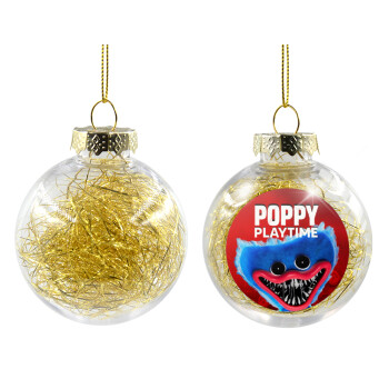 Poppy Playtime Huggy wuggy, Transparent Christmas tree ball ornament with gold filling 8cm