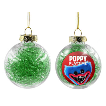 Poppy Playtime Huggy wuggy, Χριστουγεννιάτικη μπάλα δένδρου διάφανη με πράσινο γέμισμα 8cm