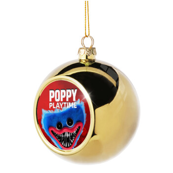 Poppy Playtime Huggy wuggy, Χριστουγεννιάτικη μπάλα δένδρου Χρυσή 8cm