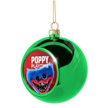 Poppy Playtime Huggy wuggy, Χριστουγεννιάτικη μπάλα δένδρου Πράσινη 8cm